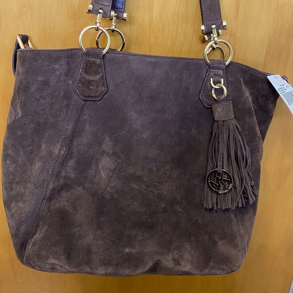 MICHAEL KORS BROWN SUEDE HOBO BAG - Picture 1 of 10